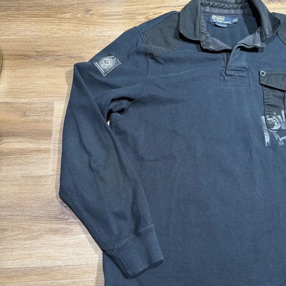Polo Ralph Lauren Men's LARGE Bleecker Cup Navy Long Sleeve‎ Rugby Special Issue